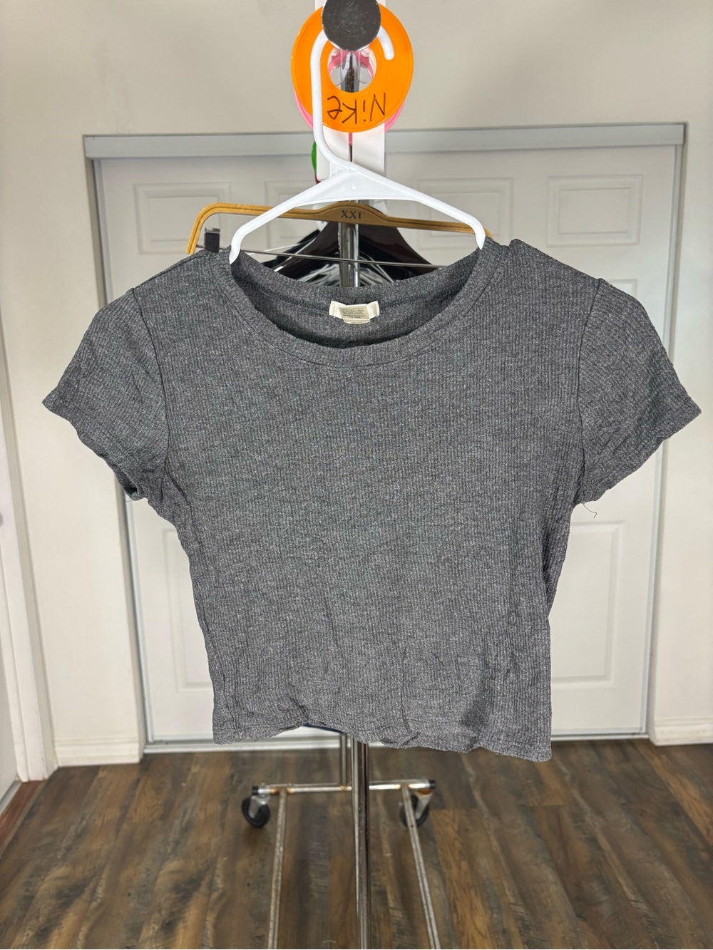 Bozzolo Charcoal Ribbed Crop Top